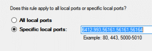 Specify which ports should the rule apply to