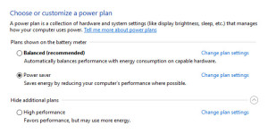Customizing your current Power Plan settings