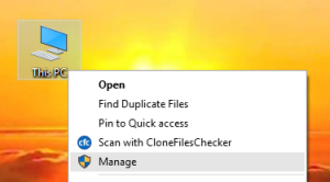 Select Manage from Context Menu