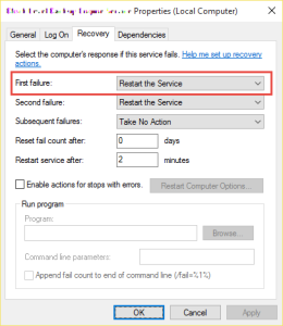 Select Restart the service