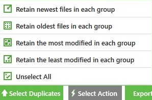 Selecting which kind of files you want to retain