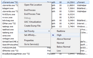 Assigning High Priority to uTorrent