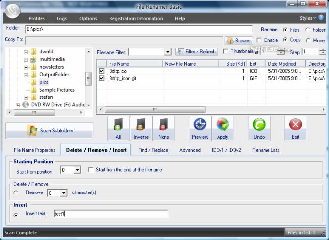 File Renamer Basic screen grab