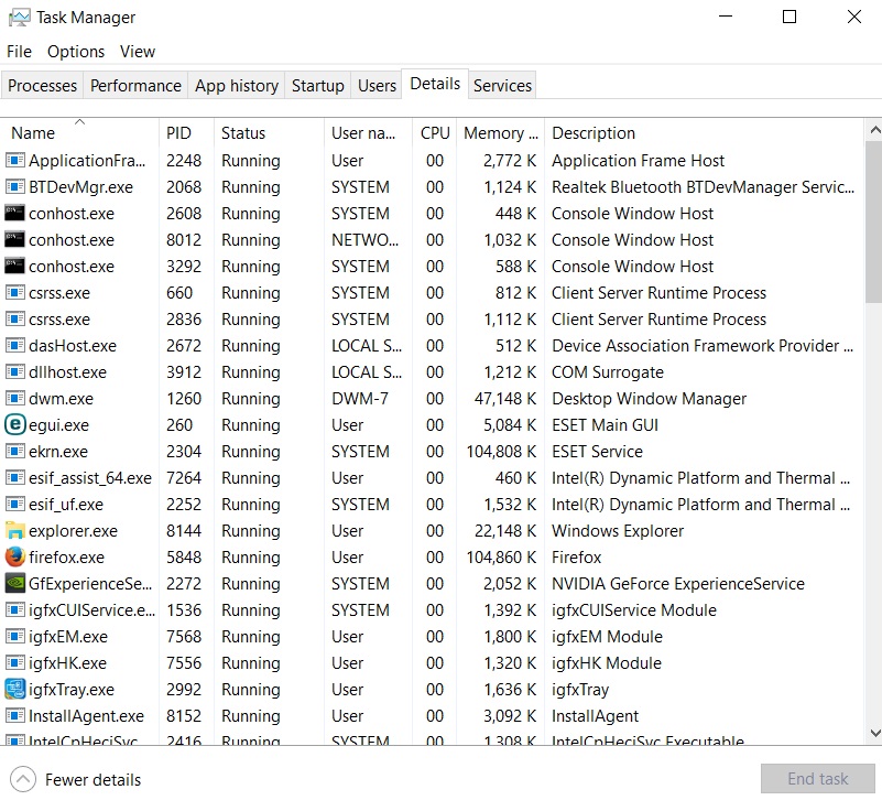 Details tab of Task Manager