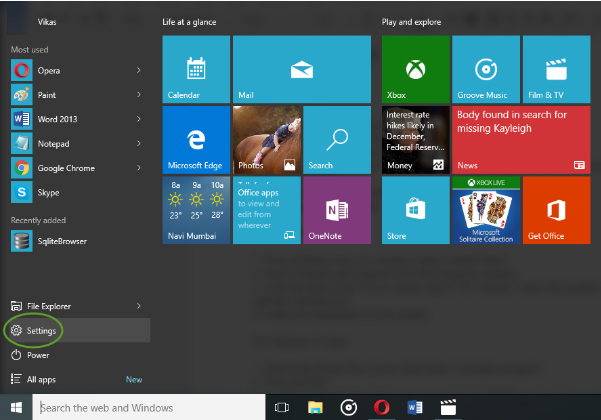 Start Screen Windows 10
