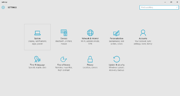 Setting Screen Windows 10